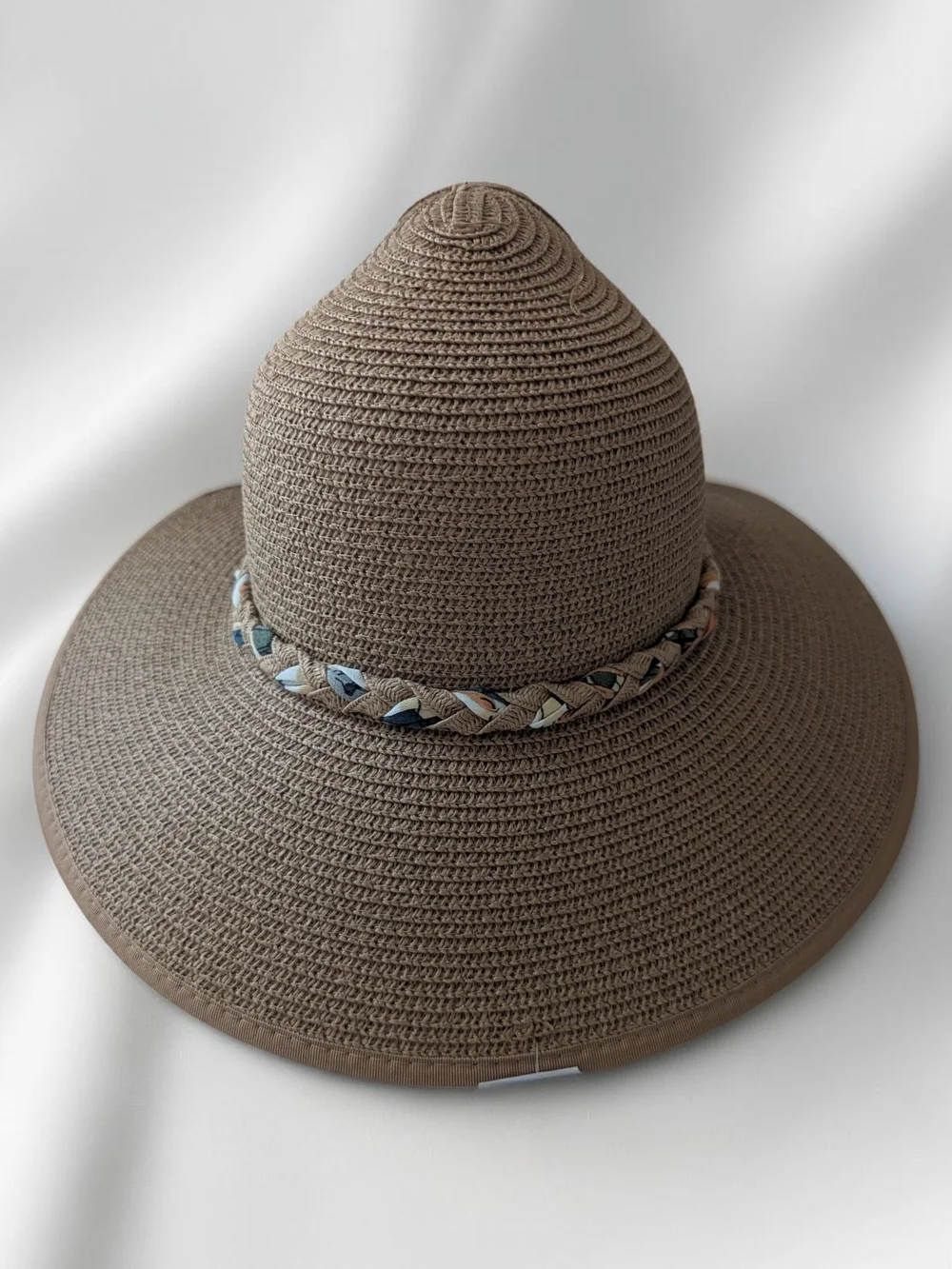 Women's Roll Up Straw Sun Visor Wide Brim Packable Beach Hat With Floral Bow